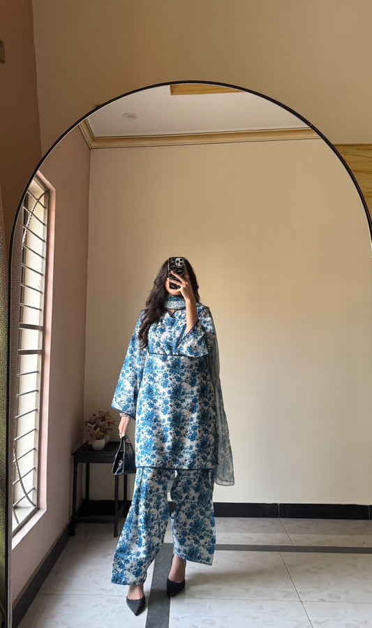 Sky Blue Printed Set