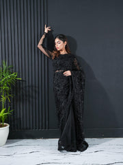 Black Net Saree