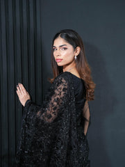 Black Net Saree