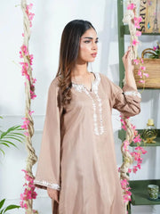 Beige Embroidered Coord Set