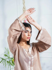 Beige Embroidered Coord Set