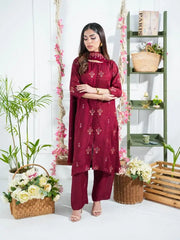 Maroon embroidered suit