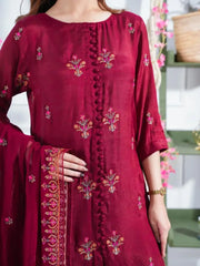 Maroon embroidered suit