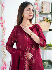 Maroon embroidered suit